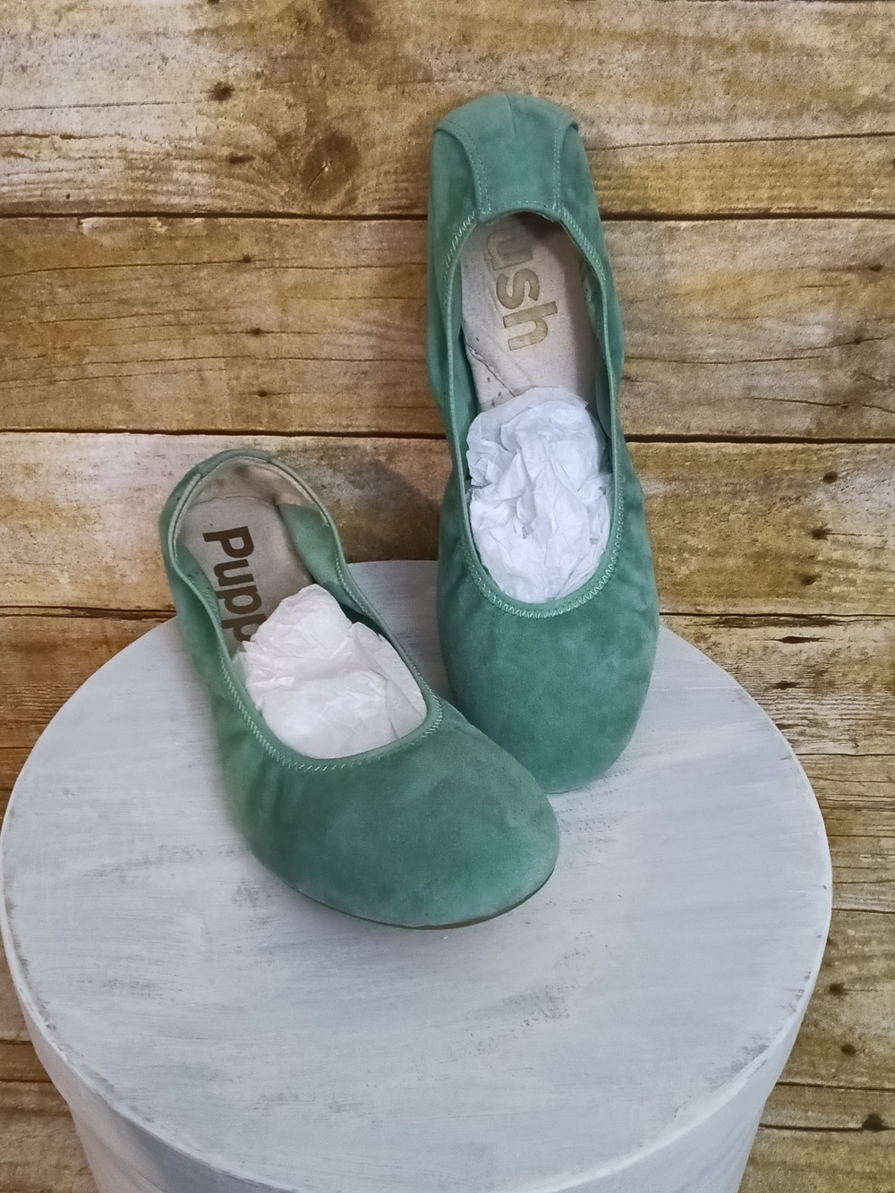 Hush Puppies Seafoam Green Suede Ballet Flats